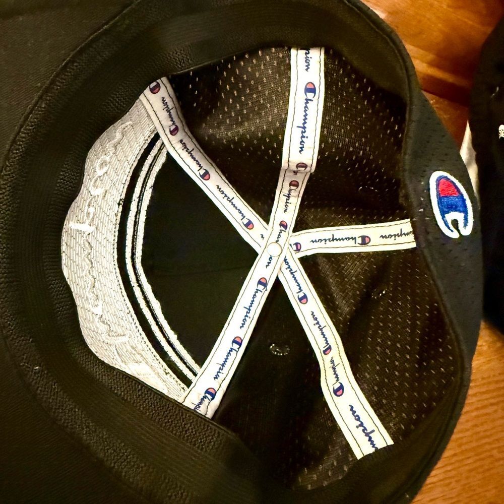 Champion Black and White Logo Cap Fitted Rare! Breathable mesh! - Picture 7 of 8